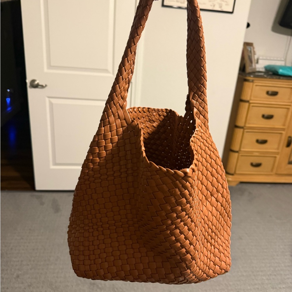Rachel Zoe Woven Tote Shoulder Bag in Cognac Brown